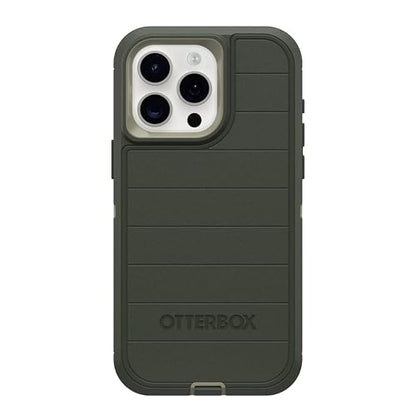 OtterBox iPhone 15 Pro Max (Only) - Defender Series Case - Lichen the Trek (Green) - Screenless - Rugged & Durable - with Port Protection - Holster Clip Includes - Microbial Defense Protection - color: Lichen the Trek (Green)