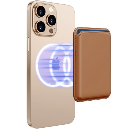 Compatible with MagSafe Wallet, Magnetic Phone Wallet 3 Cards Holder, 23 Magnets, Credit Card RFID Blocking, Slim Leather, Magnetic Wallets for iPhone 17/16/15/14/13/12 Series-Brown - color: Brown