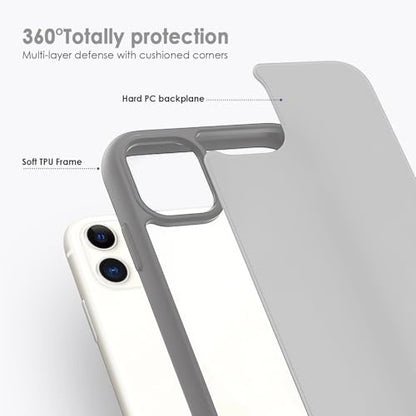 TENOC Phone Case Compatible with iPhone 11, Dark Gray Case Translucent Protective Bumper Matte Hard Back Cover for 6.1 Inch - color: Dark Gray, size: iPhone 11