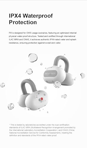 Moondrop Pill Open Ear Headphones Bluetooth 6.0 OWS Hanging Earphones IPX4 Open Ear Clip Wireless Earbuds Built-in AI ENC MD-0WS-003 (RED) - color: RED