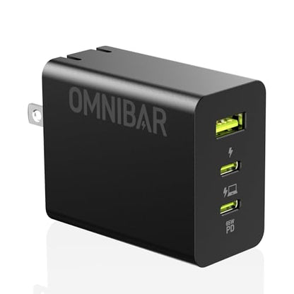 65W USB C Charger Block, 3-Port GaN Fast Wall Charger, Black - color: Black