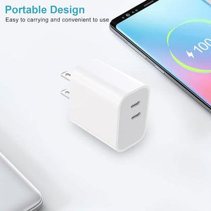 iPhone 17 16 15 Charger,3-PackDual Port USB C,Fast Charging Block - color: pure white, size: 6ft