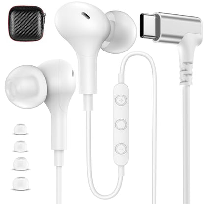 USB C Headphones Earbuds Wired for iPhone 17 18 Pro Max 16 16e/iPad - color: White