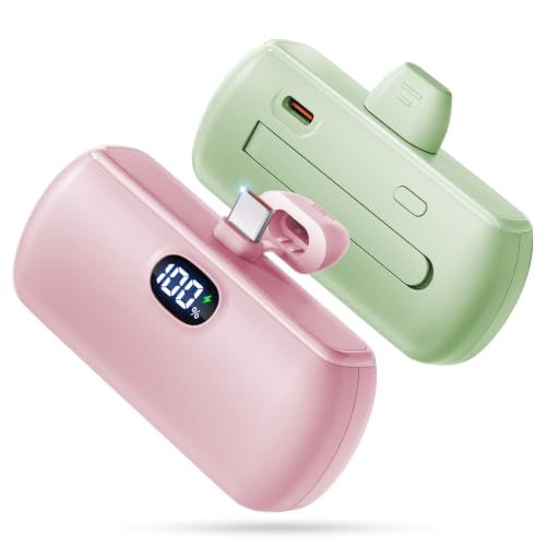 [2-Pack]Portable Charger USB C for iPhone 18/17/16/15 Series,Pink&Green - color: Pink&Green