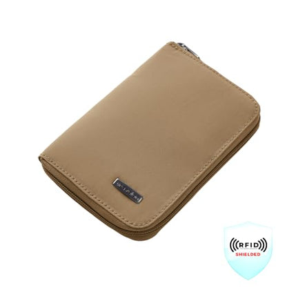Travelon RFID Blocking Passport Zip Wallet - color: Latte