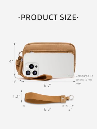 WESTBRONCO Wristlet Wallets for Women – RFID Blocking Quilted Nylon Phone Wallet, Card Holder Purse for Travel & Everyday Use - color: Suede Brown