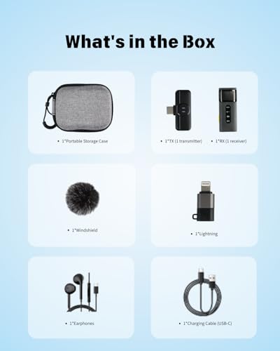 Wireless Lavalier Microphone for iPhone Android, Plug-Play Lapel