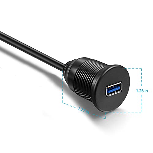 USB 3.0 AUX Flush Mount Car Mount Extension Cable, 3 Feet