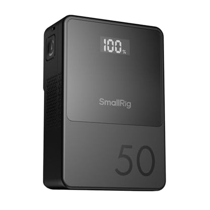 SMALLRIG V Mount Battery VB50, 50Wh / 3400mAh PD45W Mini V-Mount Battery | 1.5H Full Charge, with USB-C, D-TAP, USB-A, Dual DC Ports, OLED Screen, for Cameras, Phones, Camcorders, Monitors