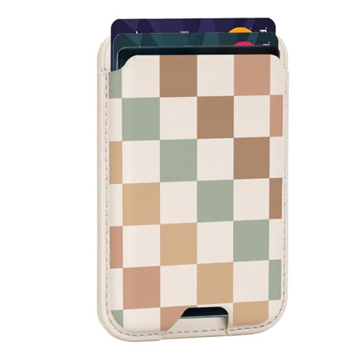 uCOLOR Upgraded Magnetic Cell Phone Wallet Card Holder-Compatible with MagSafe for iPhone 17/16/ 15/14/13/12 Series, Leather Magsafe Wallet Back of Phone (Pastel Check Vibes) - color: Pastel Check Vibes