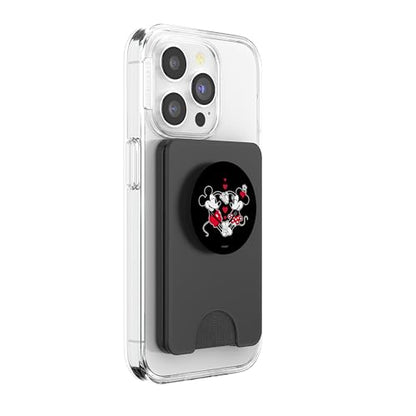 Disney Mickey and Minnie Love Gaze Hearts Black PopSockets PopWallet for MagSafe - style: Magnetic PopWallet
