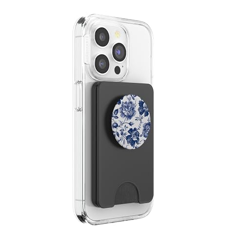 Rose to Fame Blue & White Rose PopSockets PopWallet for MagSafe - style: Magnetic PopWallet