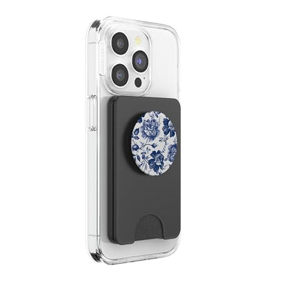 Rose to Fame Blue & White Rose PopSockets PopWallet for MagSafe - style: Magnetic PopWallet