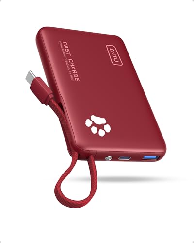INIU 45W Fast Charging Tablet Portable Charger, Smaller 10000mAh Power Bank - color: Red