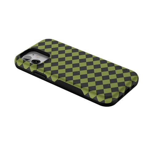 Casely iPhone 12 Mini Case | Harlequin Wicked Diamond | Black and Green | Bold Protective Design | MagSafe Compatible Design - color: Harlequin Wicked Diamond | Black and Green, size: Iphone 12 Mini