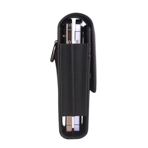 Dual Belt Clip Holster Case Double Cell Phone Pouch Card Slots Holder for iPhone 15 Pro Max 14 Pro Max Motorola Moto G Stylus 5G 2024 G Power 5G Galaxy S25 Ultra S24 Plus S23 Fe S22+ A15 A36 (Black) - color: Black