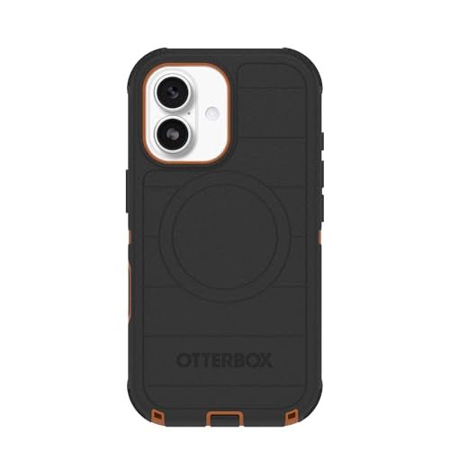 OtterBox iPhone 17 (Only) - Defender Series Case - Black Chateau (Black & Orange) - Snaps on MagSafe - Tough - Rugged & Durable - color: Black Chateau (Black & Orange), style: iPhone 17
