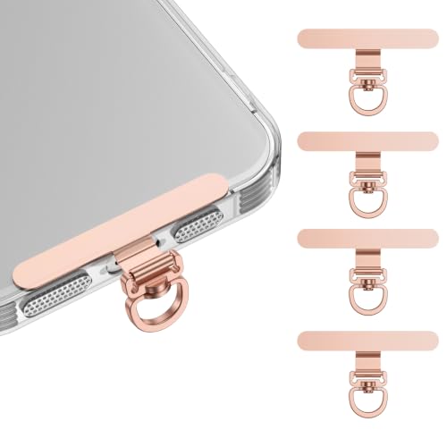 360° Rotatable Metal Phone Tether Tab 5-Pack - color: Rose Gold