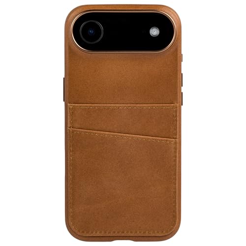 Dockem Genuine Leather Card Case for iPhone 17 Air with Camera Control Button and Stitched-on Wallet with 2 Holder Slots (Light Brown, M2GL) - color: Light Brown, size: 17 Air