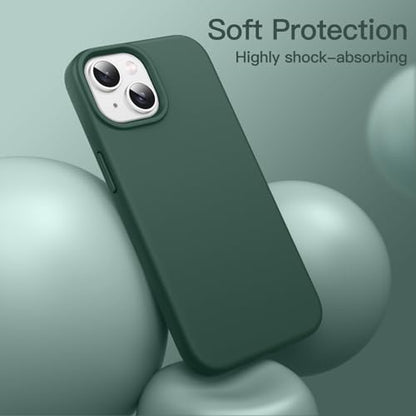 JETech Silicone Case for iPhone 14, Midnight Green | Silky Soft Touch, Shockproof Protection, Scratch Resistant, Microfiber Lining - color: Midnight Green, size: iPhone 14