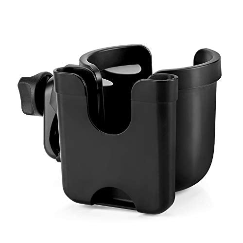 Accmor Stroller Cup Holder with Phone Holder, Bike Cup Holder, Universal Cup Holder for Uppababy Nuna Strollers, 2-in-1 Drinks Holder for Walker, Wheelchair, Scooter - color: All Black