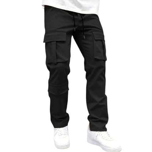 Men Cargo Pants Ripstop Durable Tactical Quick Dry Deep Pockets Construction Travel Job Site Tactical Pants for Men - color: A Black, size: Medium
