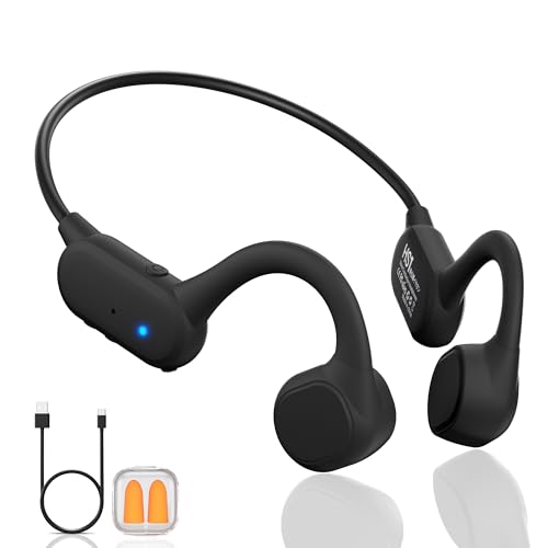 Bone Conduction Headphones - Bluetooth 5.4 Wireless Open-Ear Headphones with Microphone, IPX5 Sweatproof Running Headset, 12Hrs Battery Life for Cycling, Hiking, Workout & Sports (Black)