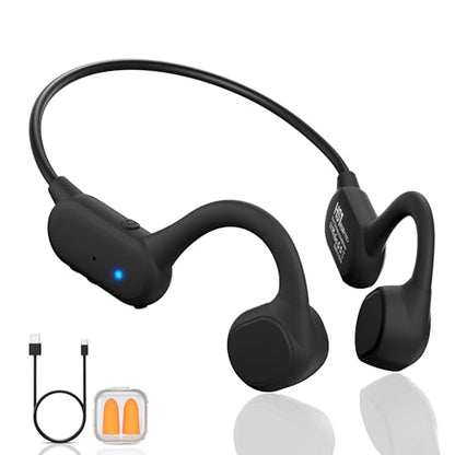 Bone Conduction Headphones - Bluetooth 5.4 Wireless Open-Ear Headphones with Microphone, IPX5 Sweatproof Running Headset, 12Hrs Battery Life for Cycling, Hiking, Workout & Sports (Black)