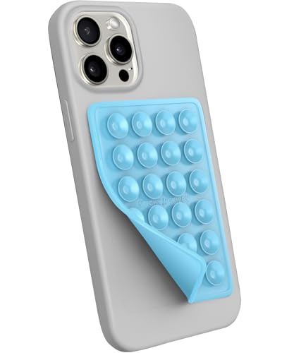 StickyGrippy Suction Phone Case Mount, Sillicon Adhesive Phone Accessory for iPhone and Android, Hands-Free Strong Grip Mirror Shower Phone Holder, Tiktok Videos and Selfies (Pearl Blue) - color: Pearl Blue