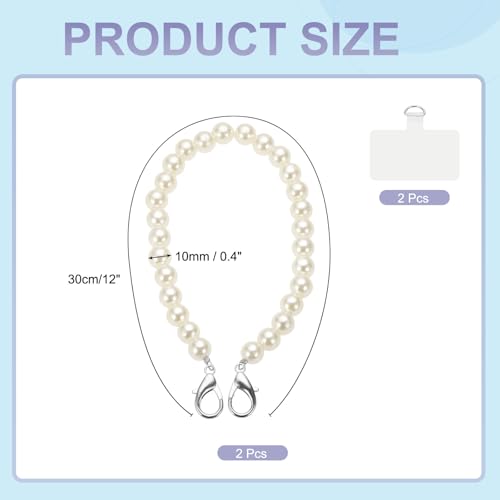 uxcell Phone Wrist Strap, Cellphone Pearl Chain with Tether Tabs & Clasp, Pearl Purse Chains - color: Silver Clasp, size: 16 Inch