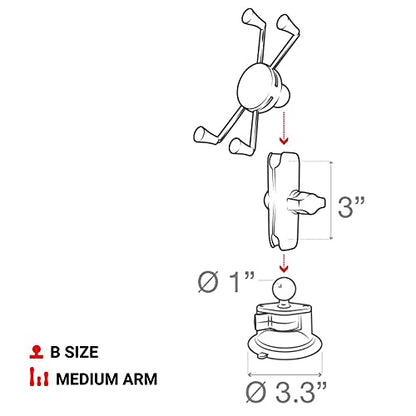 RAM MOUNTS X-Grip Large Phone Mount with Medium Arm Twist-Lock Suction Cup - style: Medium Arm