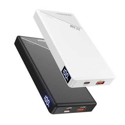 GENSROCK 2-Pack Portable Charger Power Bank 10000mAh, Slim Power Bank - color: Black White