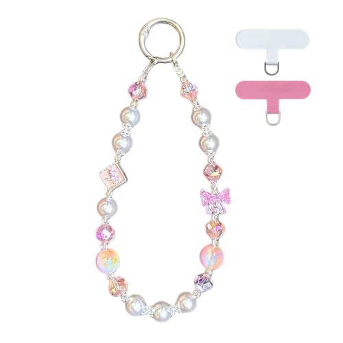 Ocean Star Beaded Phone Charm Wrist Strap - Handmade Iron Wire Phone Chain Lanyard, Durable Anti-Lost Hands-Free Wrist Holder for Travel & Shopping, Pink - color: 05 Ocean Star Pink