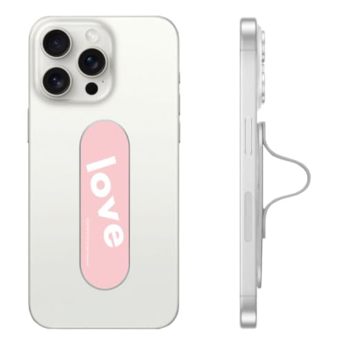Momostick Premium Flatstick Collection, Slim Phone Grip and Stand, Adjustable Finger Loop Holder for All Smartphones, Universal and Pocket-Friendly Selfie Stand - color: Love