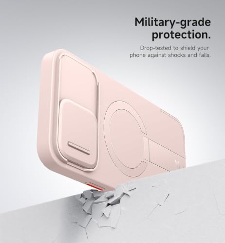 SURITCH for iPhone 13 Pro Max/12 Pro Max Case with Magnetic Camera Slide Cover and Adjustable Kickstand, Compatible with MagSafe, Shockproof Bumper Case Slim Protective Cover 6.7 Inch, Pink - color: Pink, size: IPhone 13 Pro Max/12 Pro Max-6.7"