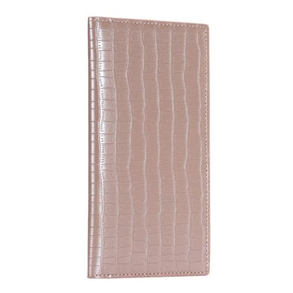 CoBak Checkbook Cover for Women & Men - PU Leather Case with RFID Blocking | Classic Design Check Book Holder for Personal and Business - color: Crocodile Pink