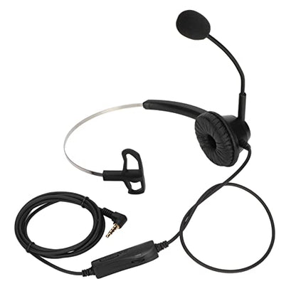 Telephone Headphone Noise Cancelling Single Ear Wired Headset with Mic Mute, 3.5mm Elbow Plug Business Call Center Office Headset for Customer Service