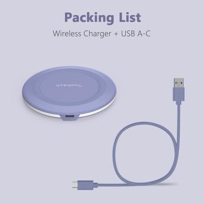 Yootech Wireless Charger,10W Max Wireless Charging Pad(No AC Adapter) | Compatible with iPhone 17/17 Pro/17 Pro Max/Air/16/15/14/13/SE 2022/12/11,Samsung Galaxy S25/S24/S23,for AirPods Pro 3 - color: Clove Purple