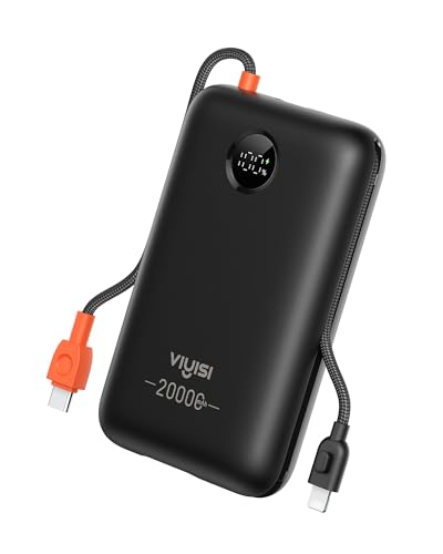 VIYISI Portable Charger 20000mAh 30W Fast Charging with Built-in Cables - color: Black