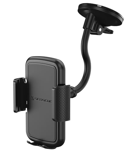 Scosche 4-in-1 Universal Suction Cup Cell Phone Holder for Car Vent/Dashboard/Console/Windshield, Adjustable Hands-Free Phone Car Mount, Cellphone Stand Compatible with iPhone 16/15/14/13/12 & Android - size: 1 Pack, style: Window / Dash / Console / Vent