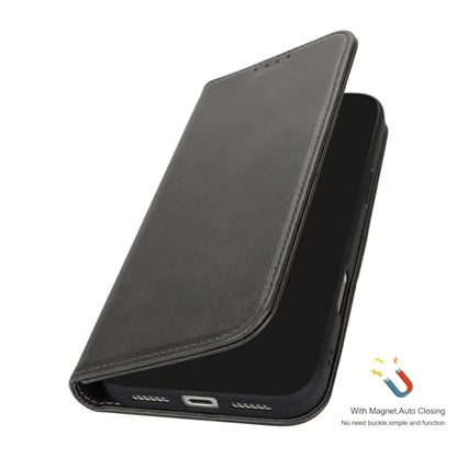 Wallet Case for iPhone 17 Pro,Flip Folio Purse with Card Holder,6.3",Black | Premium PU Leather, Flip Folio Purse Case, with Card Slot, Stand Holder,Magnetic Closure, TPU Shockproof Protective Case - color: Black, size: iPhone 17 Pro