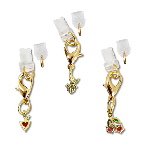 Sonix Dust Plugs - USB C + Lightning Compatible - Fruit Gemstone Charging Port Charms (3 Pack) - Crystal Fruits - Strawberry, Grape, Cherry - color: Crystal Fruits