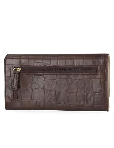 Mundi File Master Womens RFID Blocking Wallet Clutch Organizer With Change Pocket - color: Espresso Croco, size: One Size
