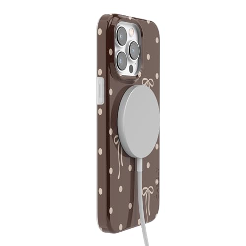 Casely iPhone 14 Pro Case | Teddy Bows | Brown Polka Dot | Compatible with MagSafe | Classic Ultra Slim Design - color: Teddy Bows | Brown Polka Dot, size: iPhone 14 Pro