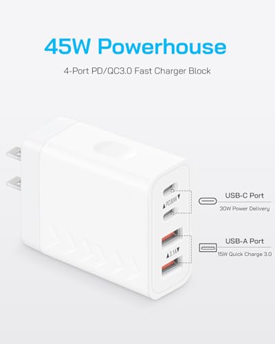 45W USB C Charger Block Multiport Adapter Fast Charging