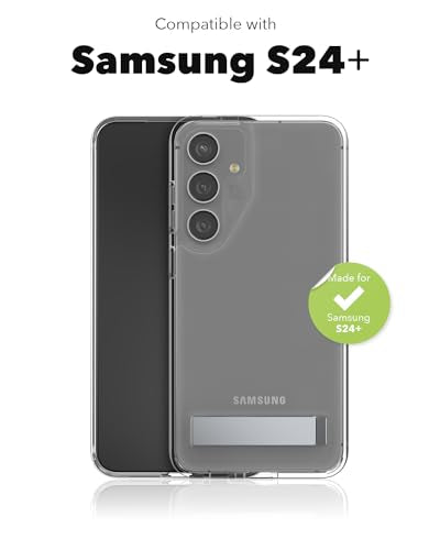 ZAGG Crystal Palace Samsung Galaxy S24+ Case with Kickstand - Ultra-Slim, Graphene-Enhanced, Crystal Clear Protection, 13ft Drop Resistant, Eco-Friendly, Clear - size: Samsung Galaxy S24 Plus, style: Without Snap