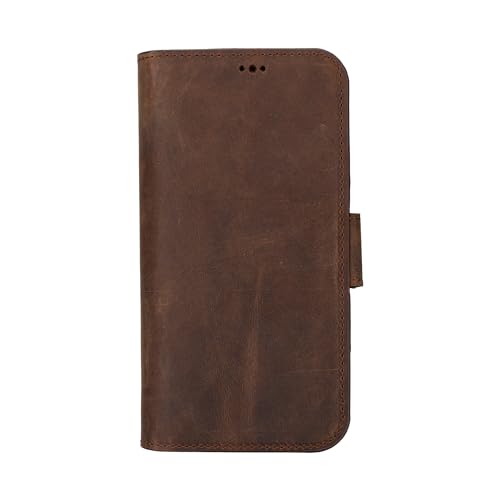 Bayelon Leather Wallet Cas for iPhone 15 Pro - Flip Cover Card Holder, iPhone 15 Pro Wallet Case, Folio Case, Kickstand, MagSafe Compatible Wallet RFID Blocking (Dark Brown) - color: Dark Brown, size: iPhone 15 Pro