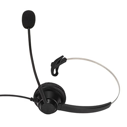 Telephone Headphone Noise Cancelling Single Ear Wired Headset with Mic Mute, 3.5mm Elbow Plug Business Call Center Office Headset for Customer Service