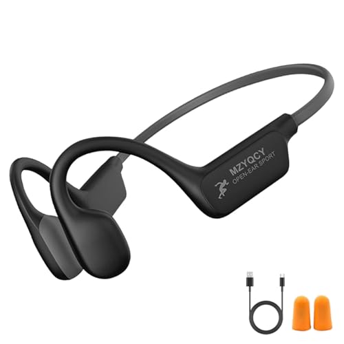 Bone Conduction Headphones, Open Ear Bluetooth 5.4 Headset with Mic - color: Black