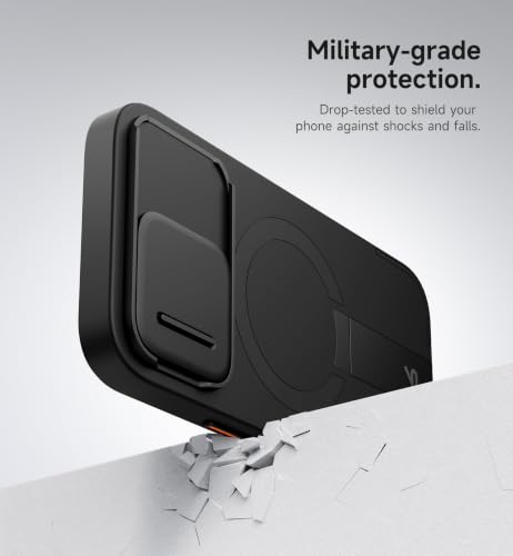 SURITCH for iPhone 15 Pro Case with Magnetic Camera Slide Cover and Adjustable Kickstand, Compatible with MagSafe, Shockproof Bumper Case Slim Protective Cover 6.1 Inch, Black - color: Black, size: IPhone 15 Pro-6.1"